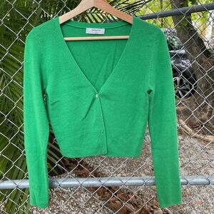 Babaton Green Ribbed 3/4 Sleeve 4 Button Closure Sweater Size Small